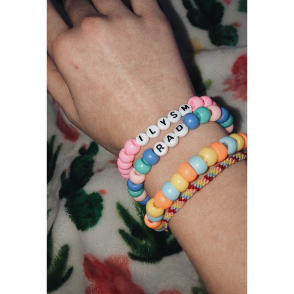 Selling homemade letter and bead bracelets!